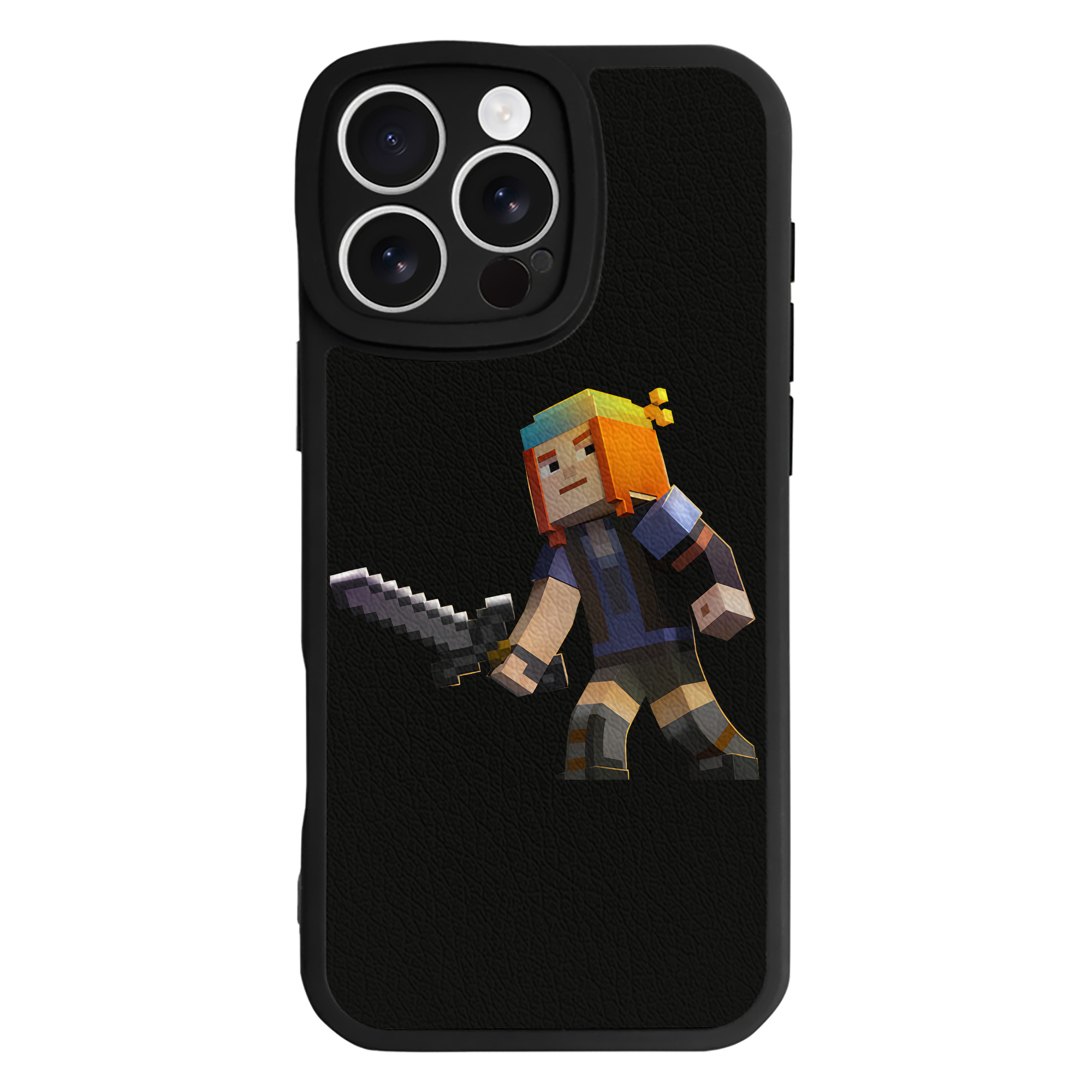 （画像用） マインクラフト ブロックの世界 Minecraft MC Block world 【iPhone 16シリーズ対応】シリコンスマホケース（レザー調） 材質：シリコン